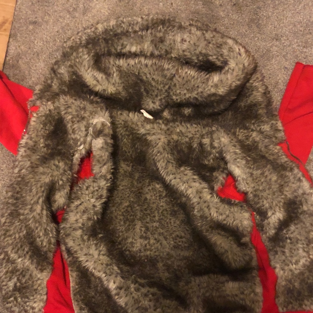 Gray Faux Fur Hooded Vest